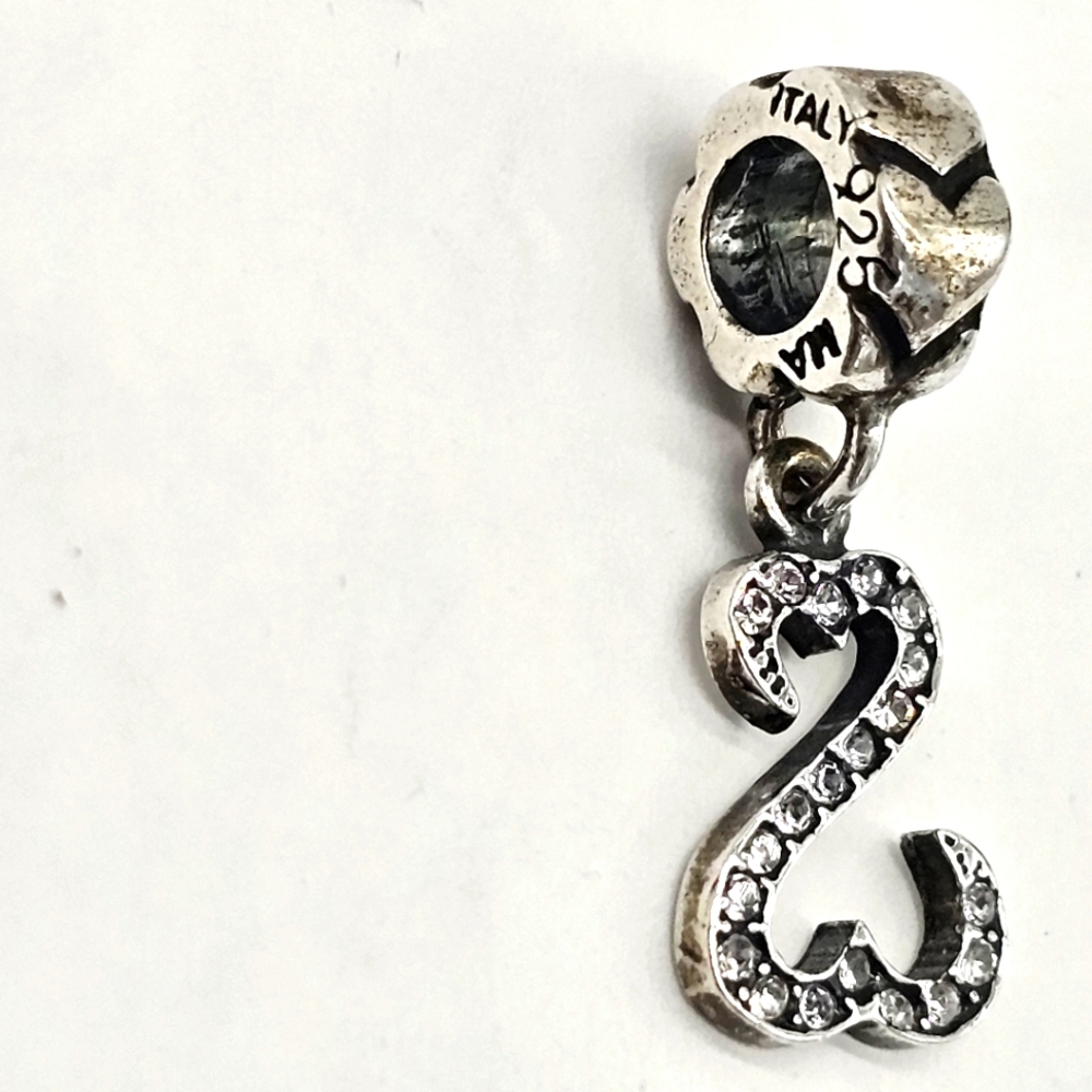 Kay Jewelers Charmed Memories Open Heart Dangle Charm Crystal Italy 925 MA Bead